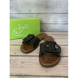 Sam Edelman Sandals Granada Slide Buckle Sz-8.5M Black Leather w/box wore once